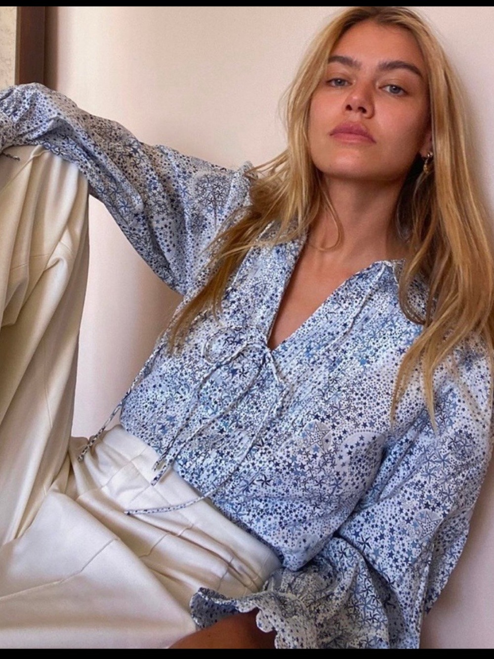 J Crew Scalloped Blouse in Liberty Adalejda Star Print Size Large
